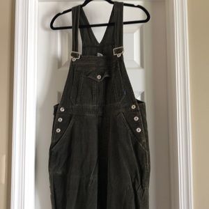 Express Dk Green Corduroy Overalls